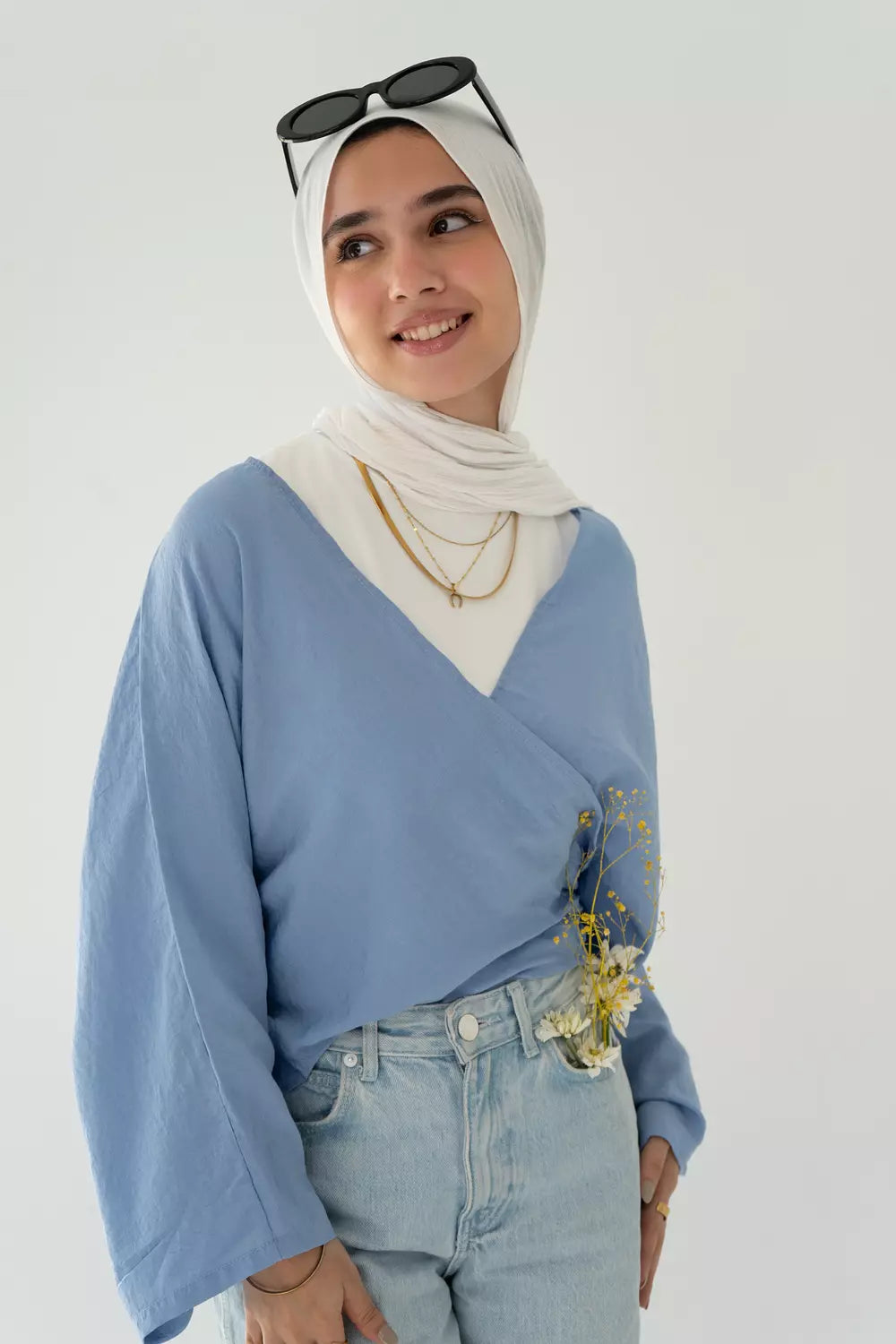 Sophia Blouse In BabyBlue
