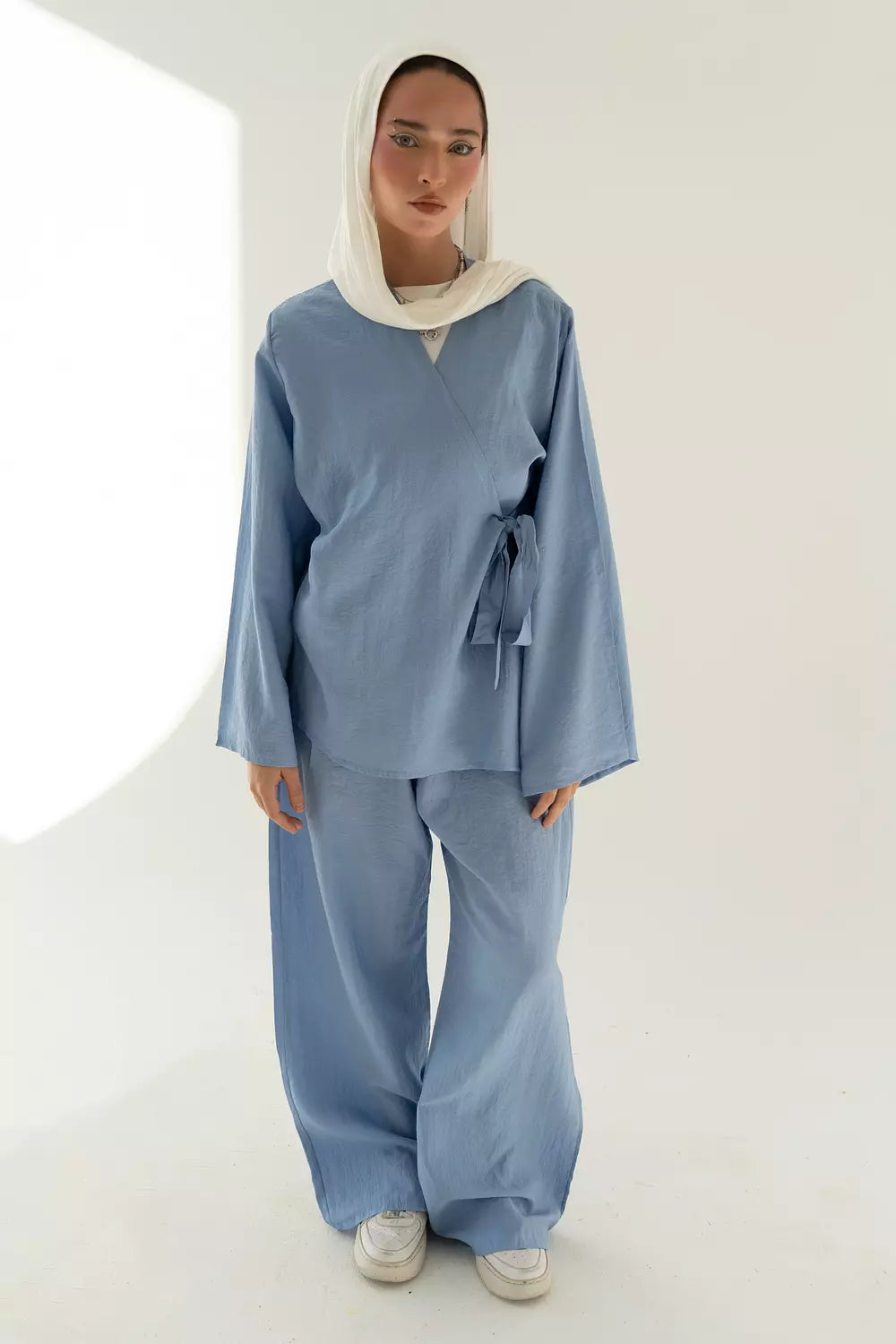 Layal Wrap Set In Baby Blue