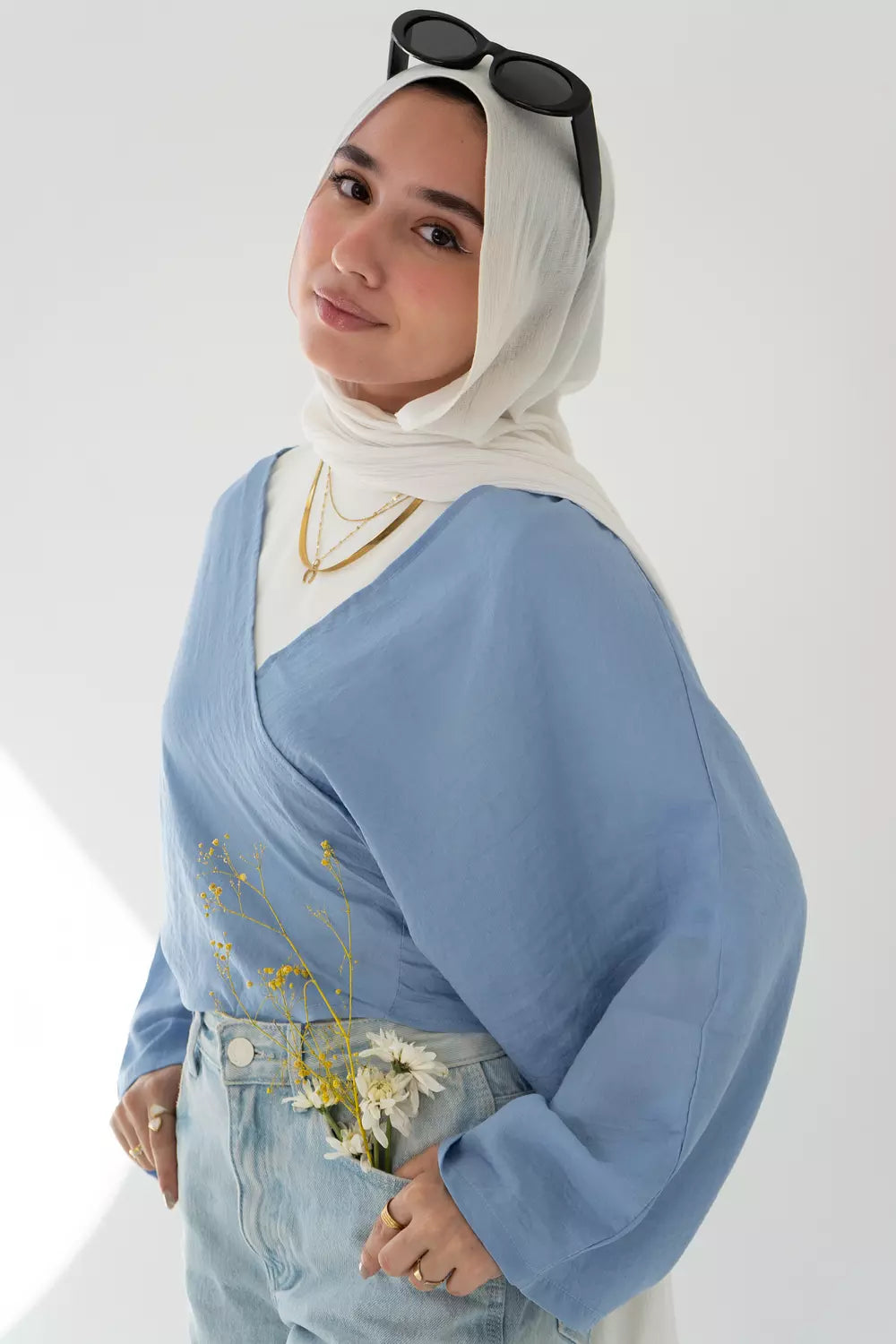 Sophia Blouse In BabyBlue