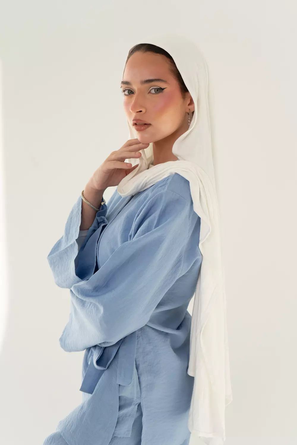 Layal Wrap Set In Baby Blue