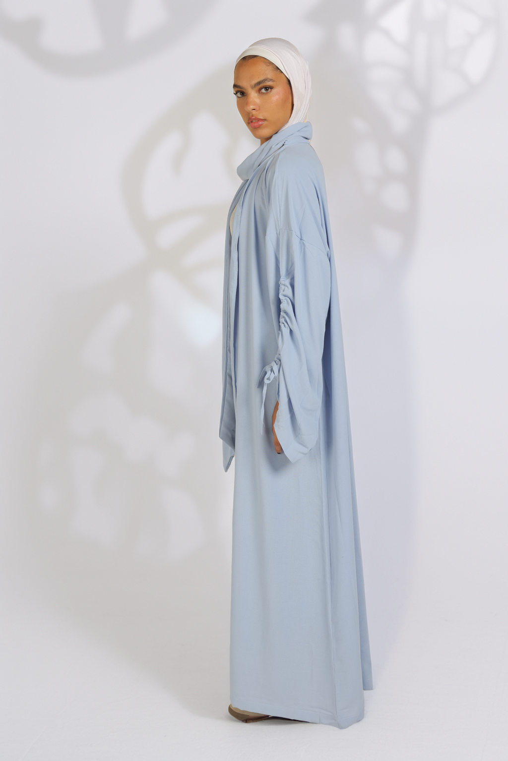 Scarfed Kaftan in baby blue
