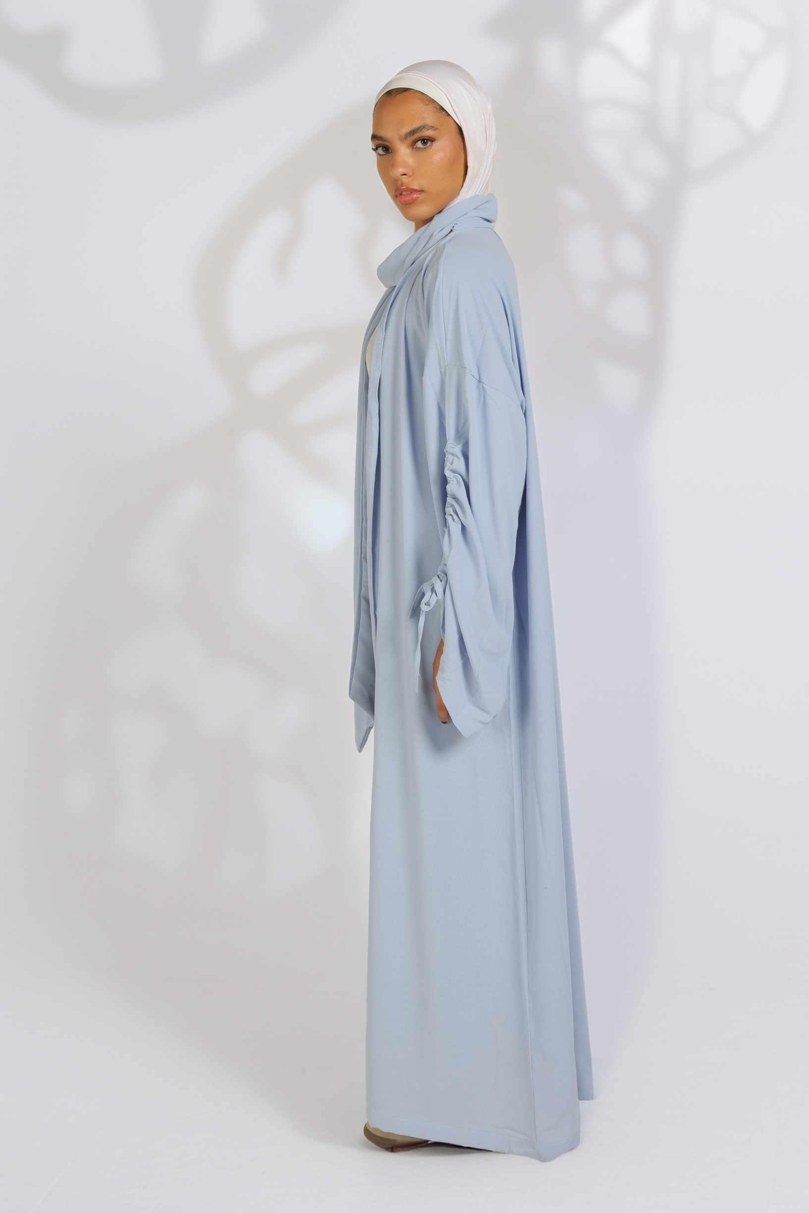 Scarfed Kaftan in baby blue