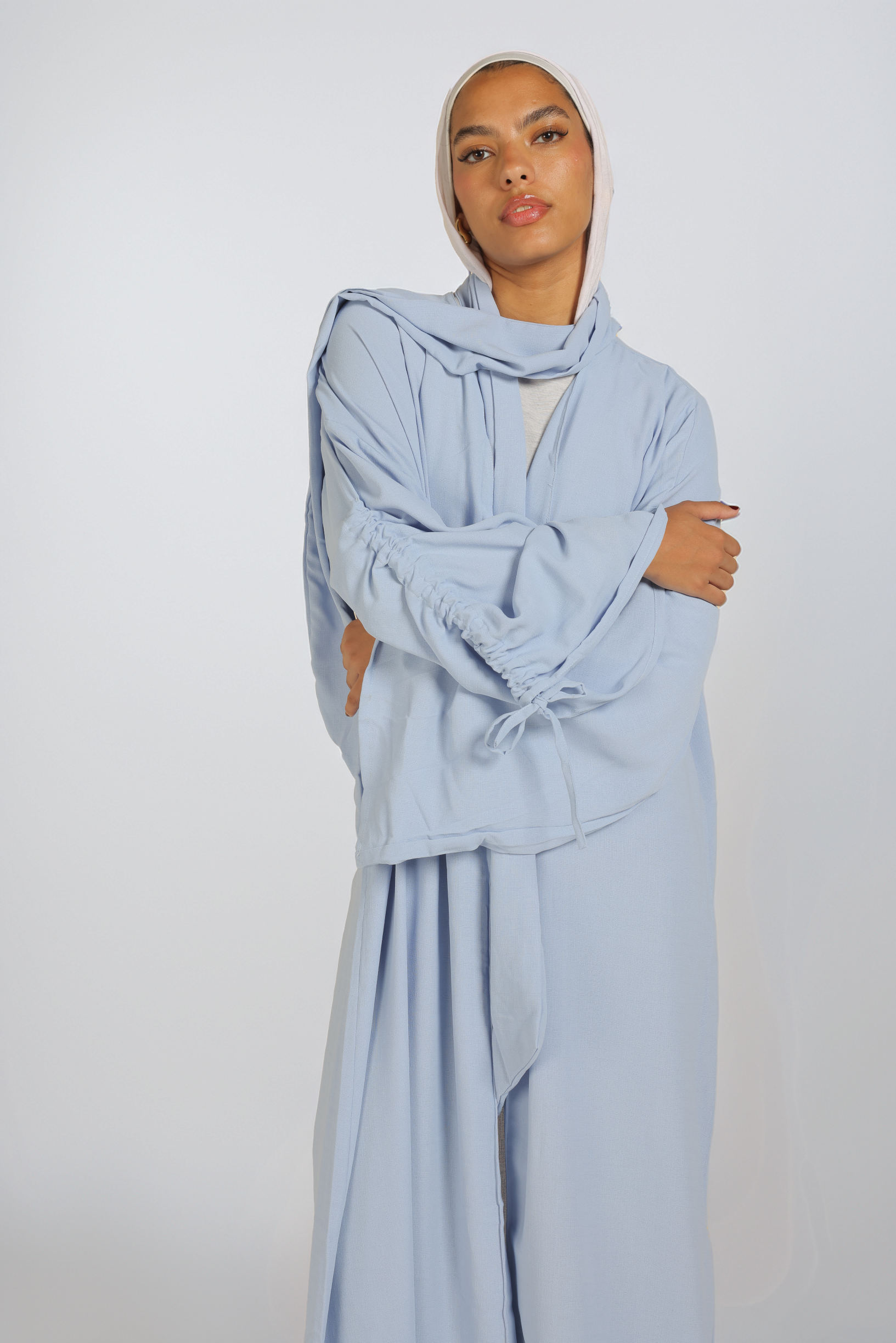 Scarfed Kaftan in baby blue