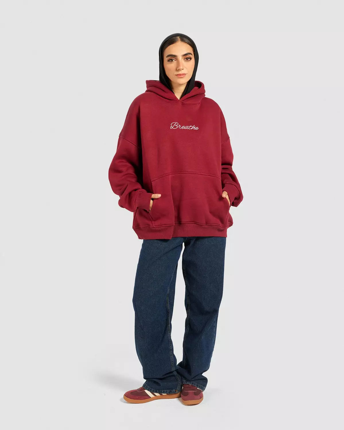 Breathe Oversize Hoodie in Burgundy