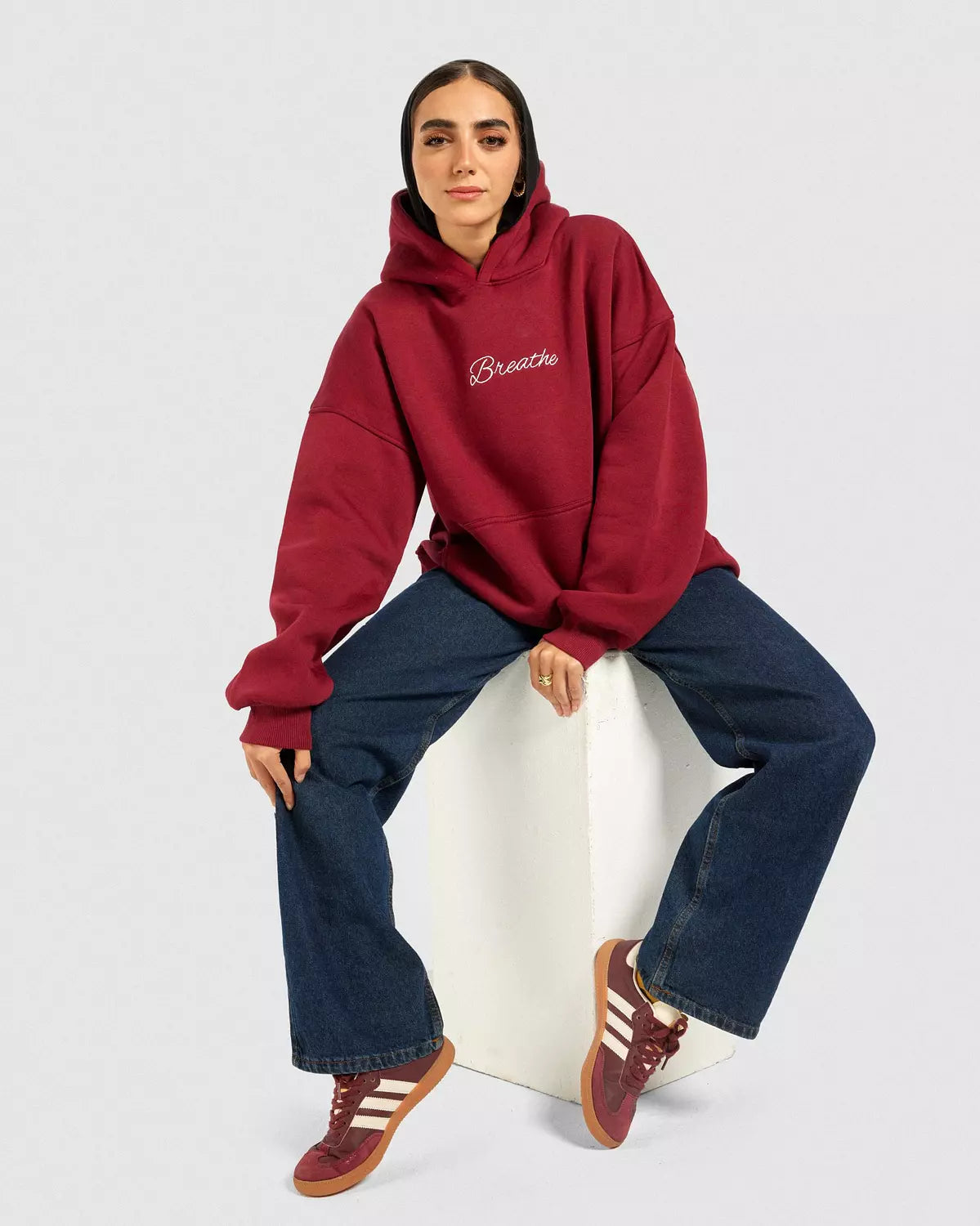 Breathe Oversize Hoodie in Burgundy