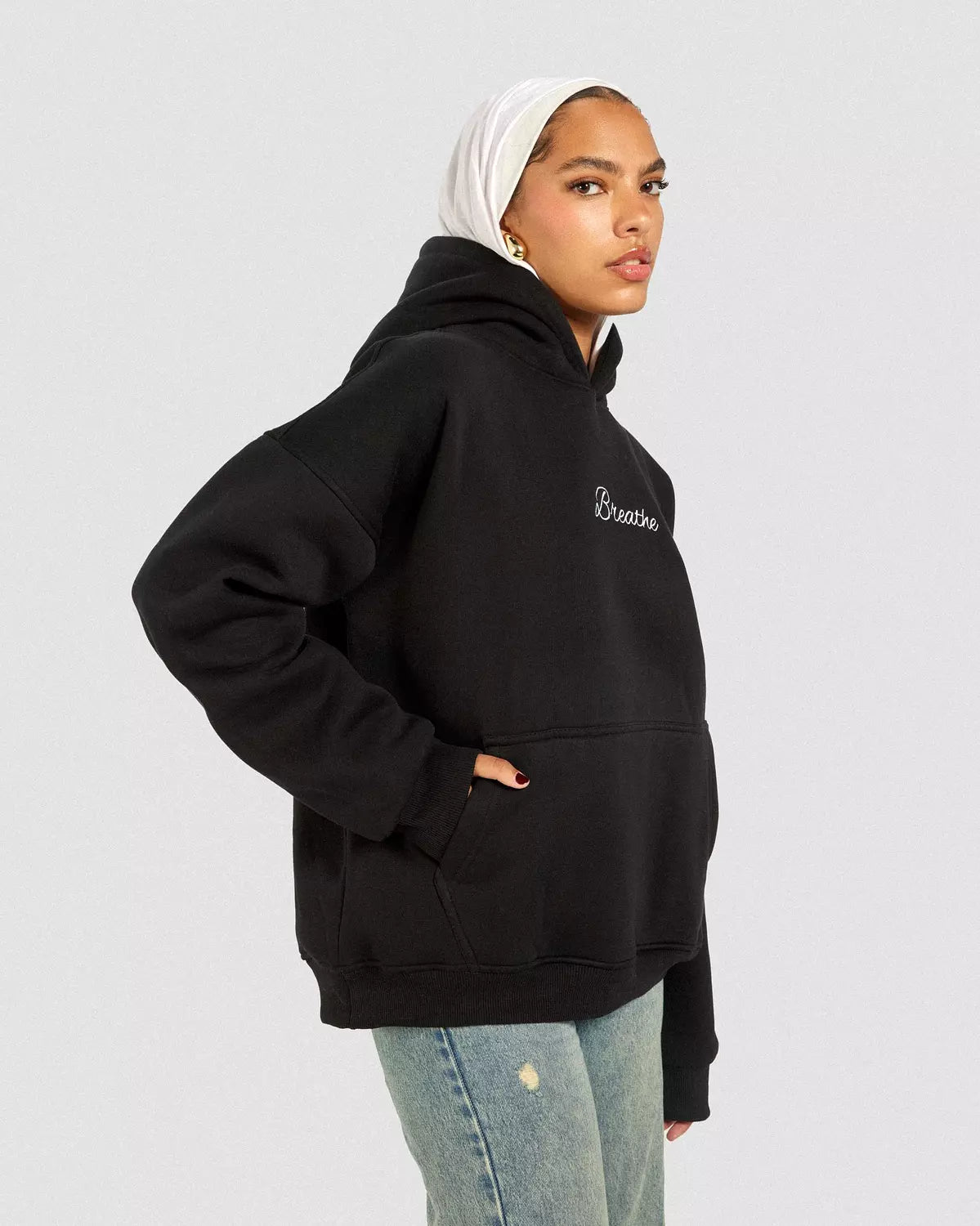 Breathe Oversize Hoodie in Black