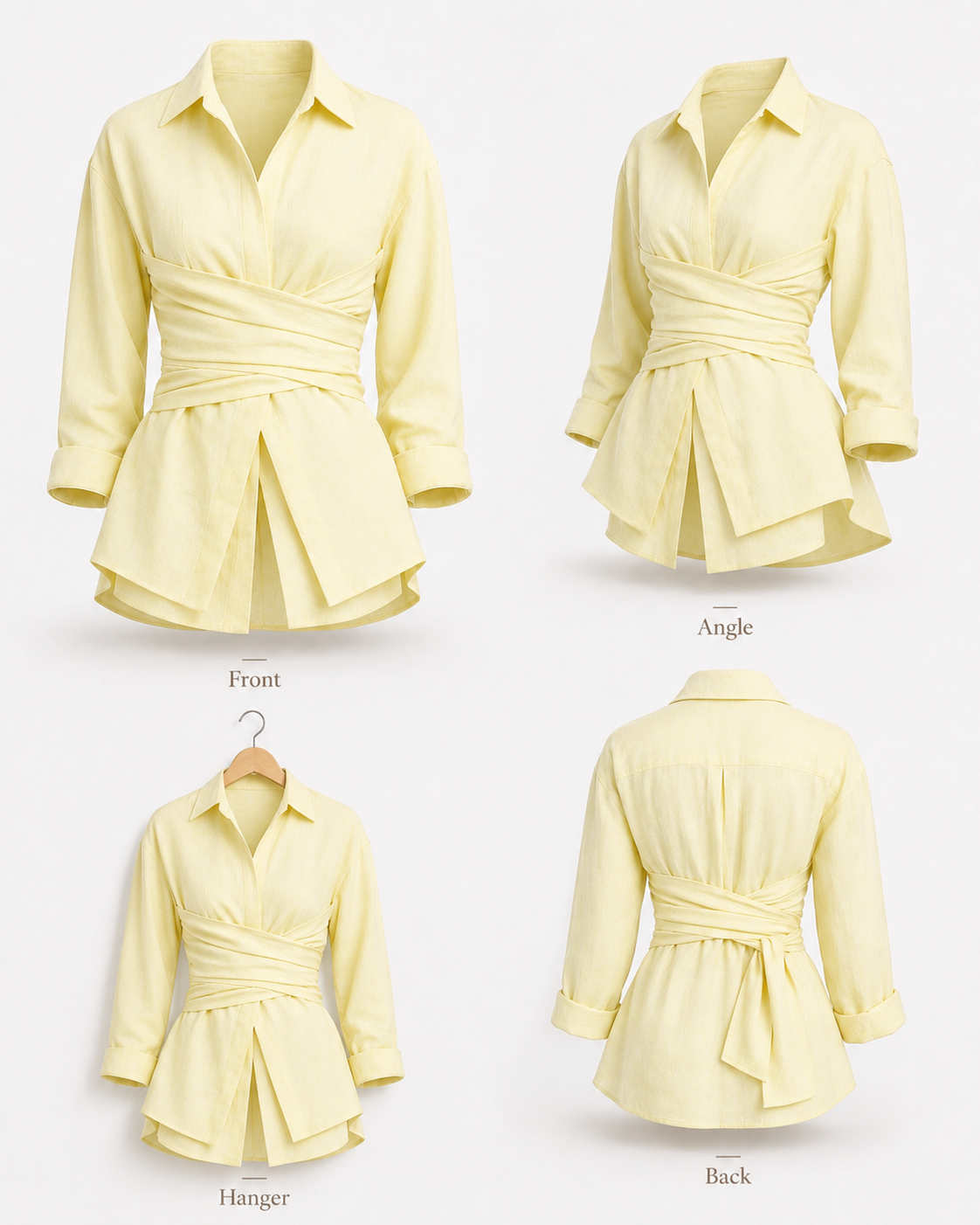 ELARA WRAP BLOUSE ON YELLOW