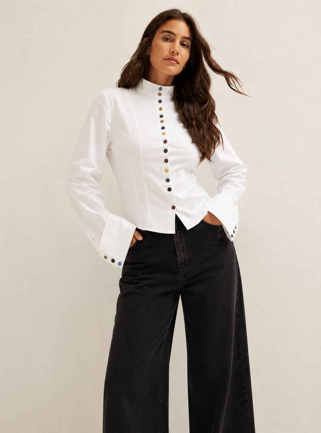 Long Sleeves Buttons Shirt - White