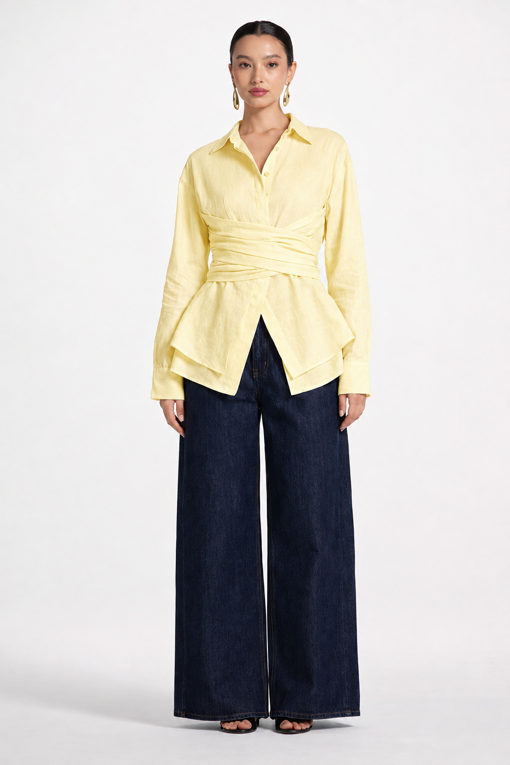 ELARA WRAP BLOUSE ON YELLOW