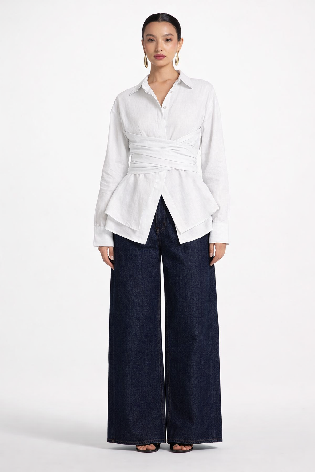 ELARA WRAP BLOUSE ON WHITE