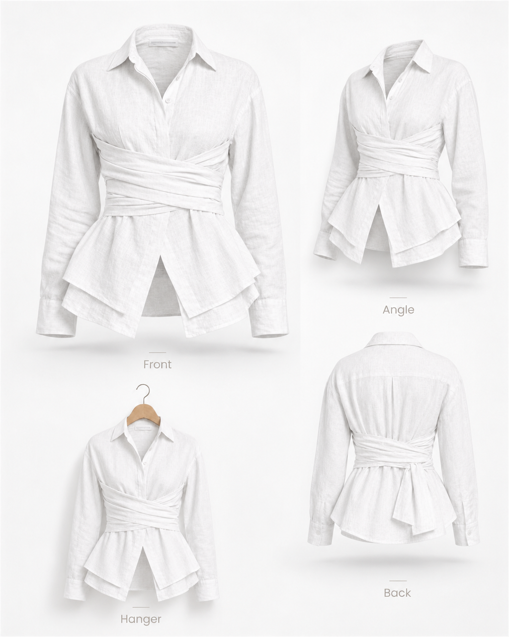 ELARA WRAP BLOUSE ON WHITE