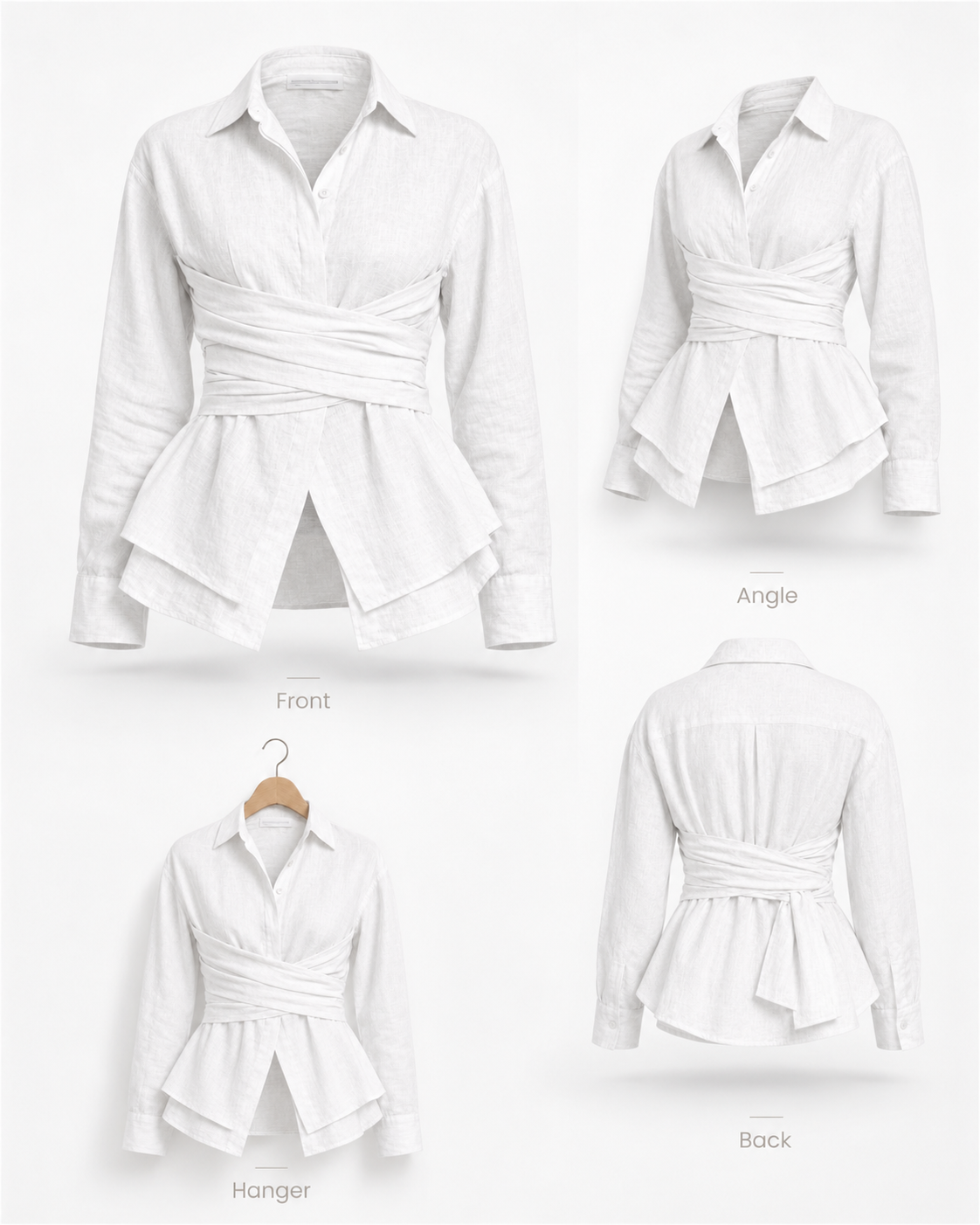 ELARA WRAP BLOUSE ON WHITE