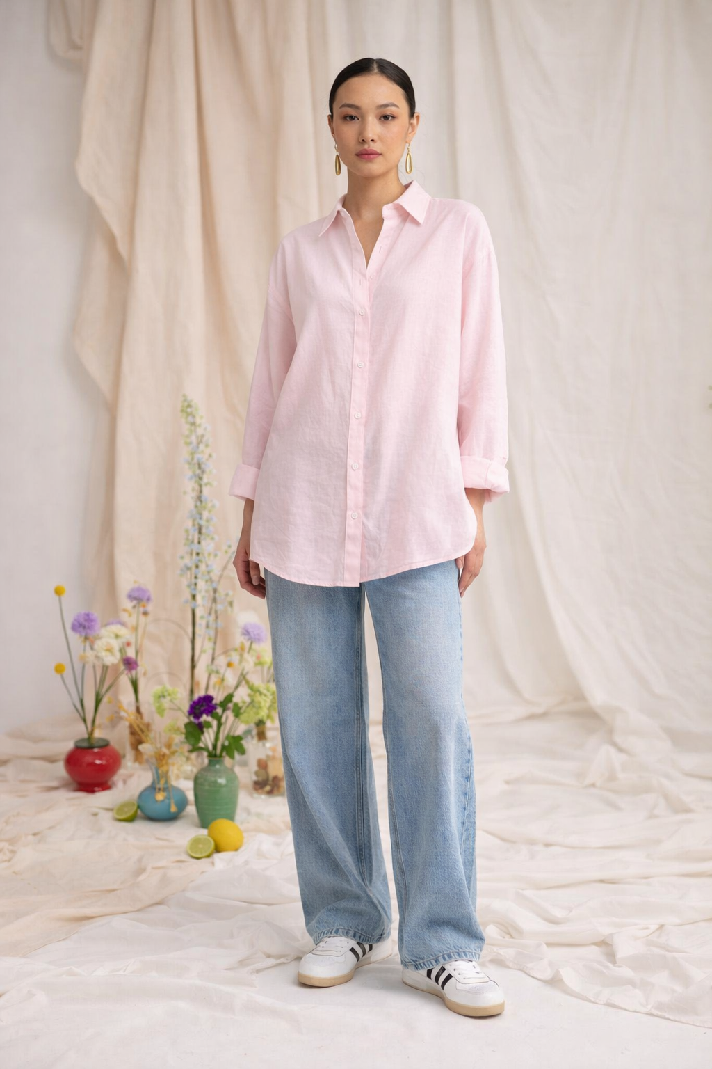 LINEN SHIRT ON PINK