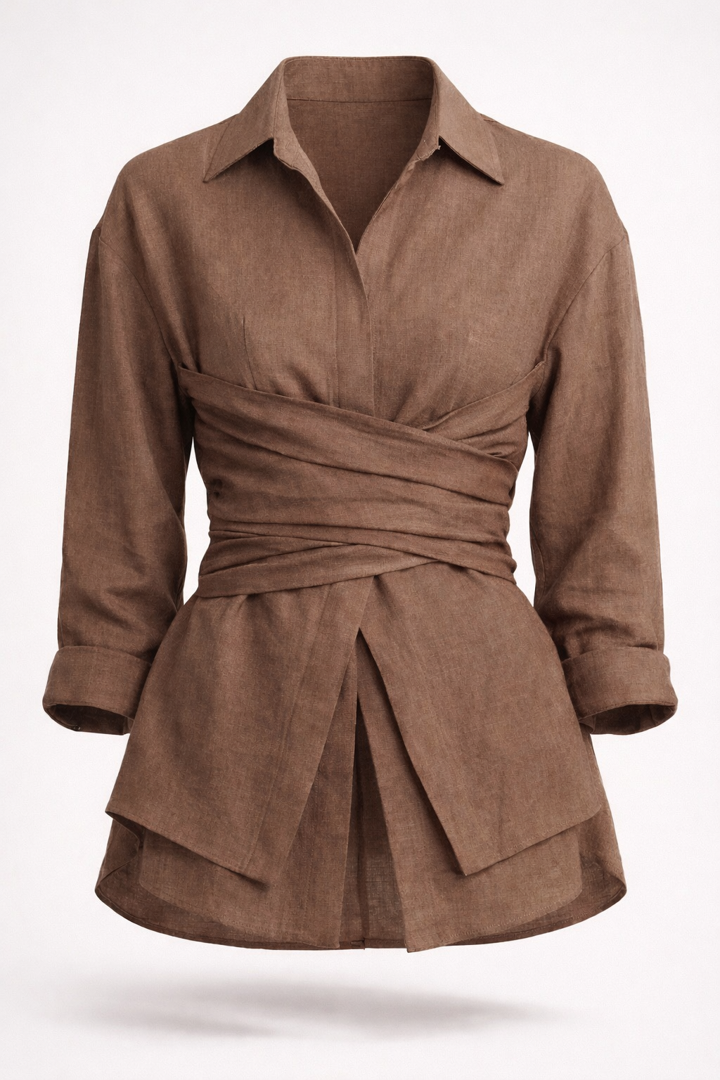 ELARA WRAP BLOUSE IN BROWN