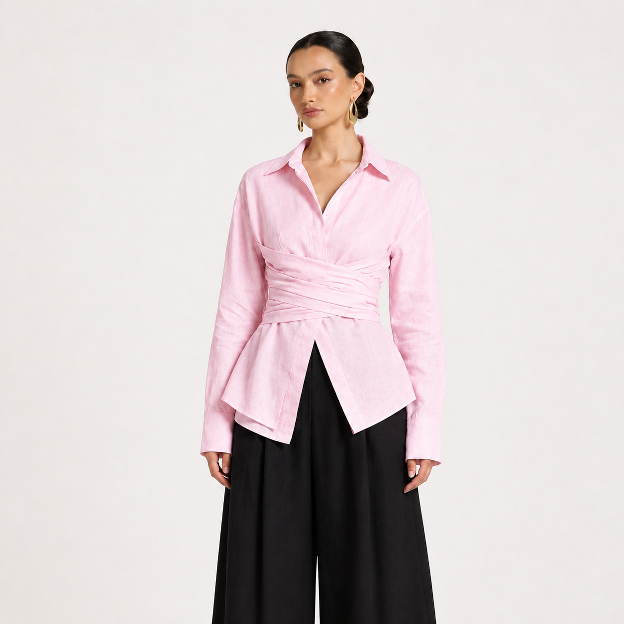 ELARA WRAP BLOUSE IN PINK