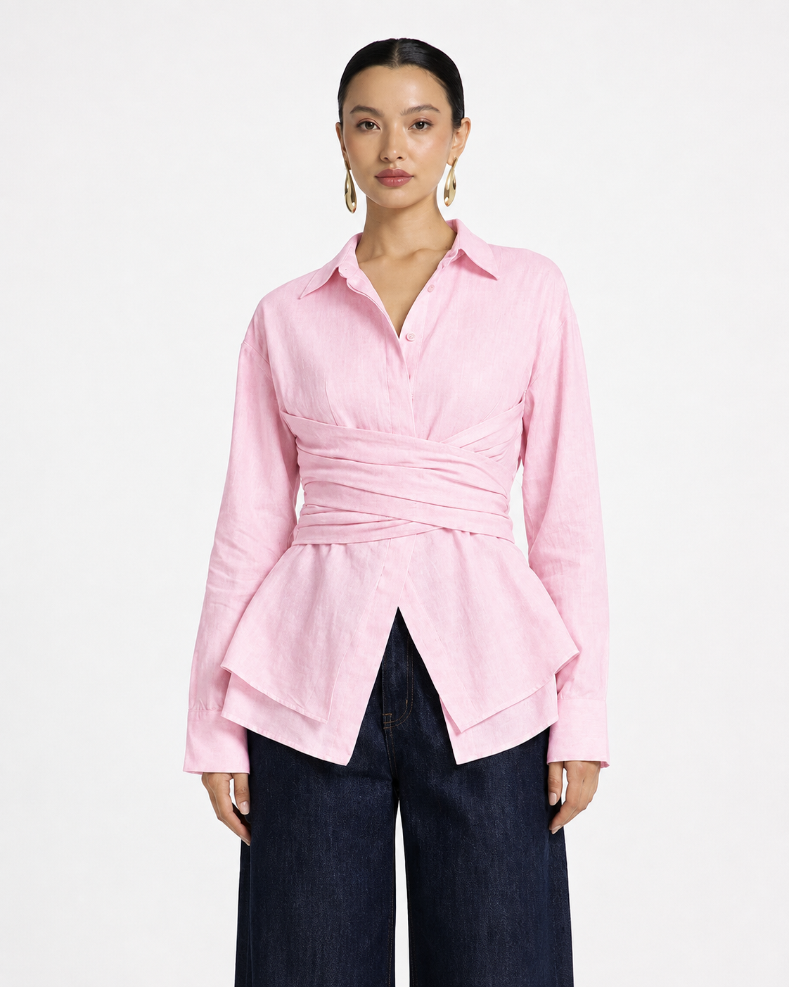 ELARA WRAP BLOUSE IN PINK