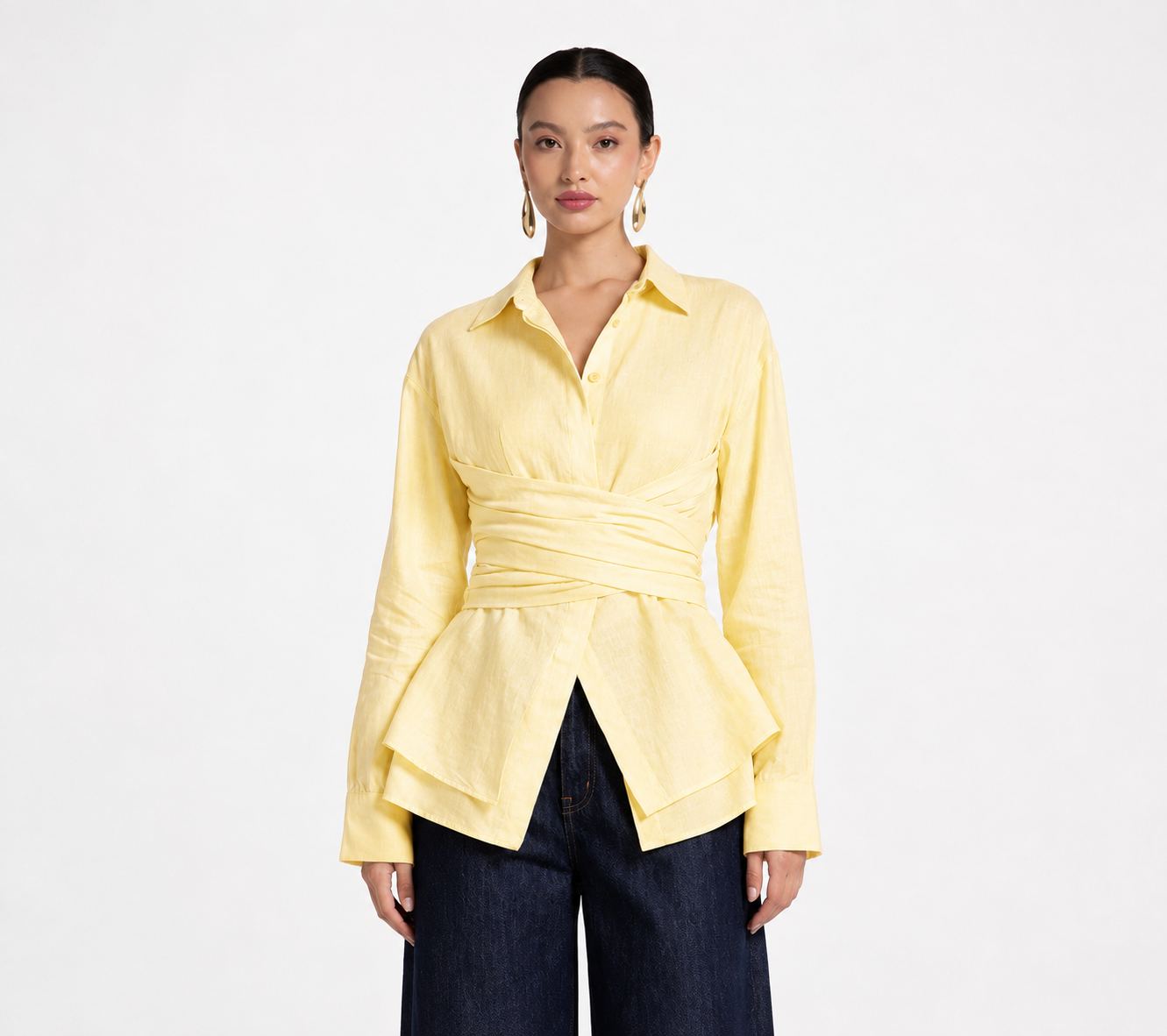 ELARA WRAP BLOUSE ON YELLOW
